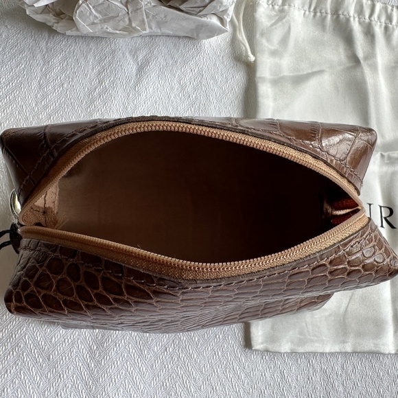 Furla Cross Embossed Makeup Bag/Case, Dark Camel/Taupe - Picture 7 of 7